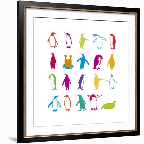 Penguin Fun-Clara Wells-Framed Giclee Print