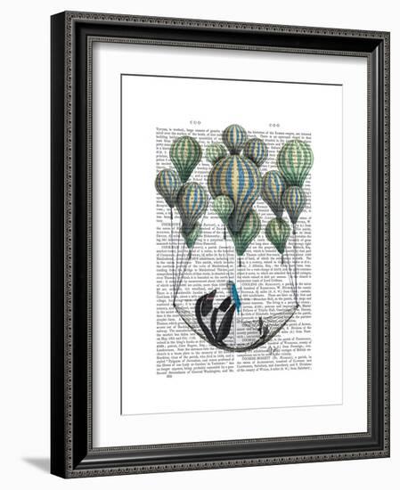 Penguin in Hammock Balloon-Fab Funky-Framed Premium Giclee Print