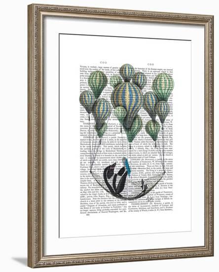 Penguin in Hammock Balloon-Fab Funky-Framed Art Print