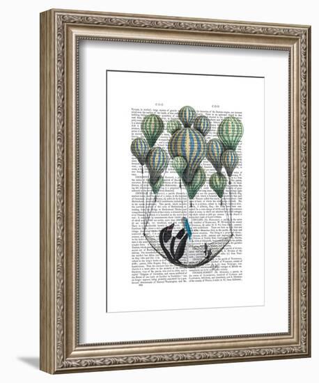 Penguin in Hammock Balloon-Fab Funky-Framed Art Print