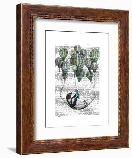 Penguin in Hammock Balloon-Fab Funky-Framed Art Print