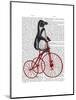 Penguin on Bicycle-Fab Funky-Mounted Art Print