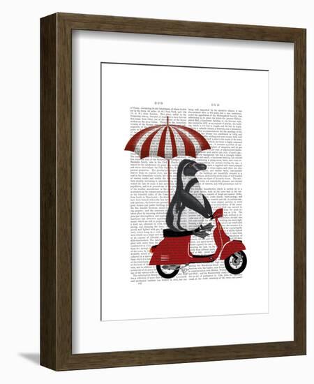 Penguin On Red Moped-Fab Funky-Framed Art Print