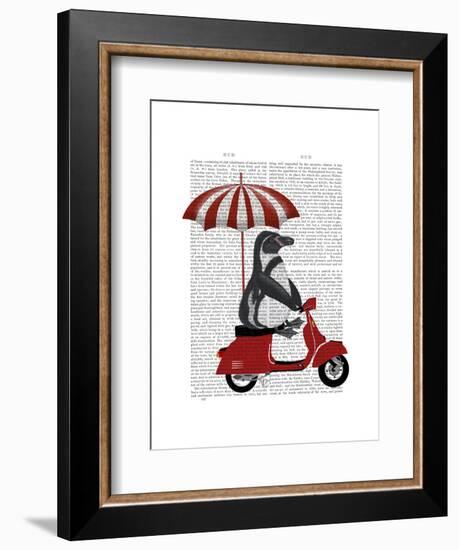 Penguin On Red Moped-Fab Funky-Framed Art Print