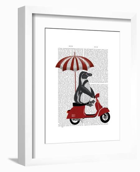 Penguin On Red Moped-Fab Funky-Framed Art Print