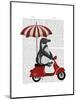 Penguin On Red Moped-Fab Funky-Mounted Art Print