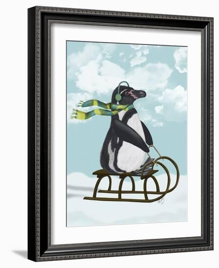 Penguin On Sled-Fab Funky-Framed Art Print