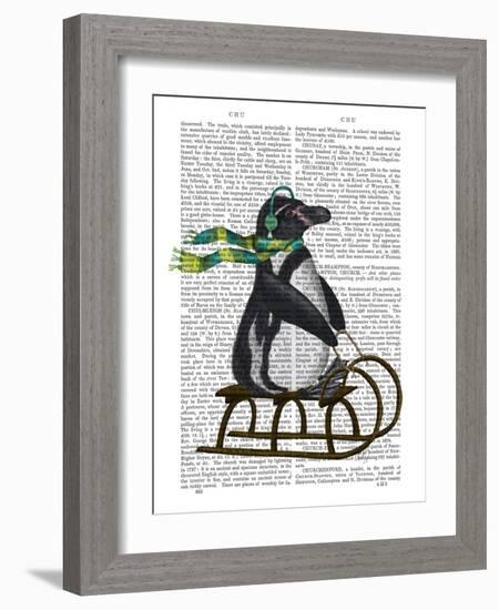 Penguin On Sled-Fab Funky-Framed Art Print