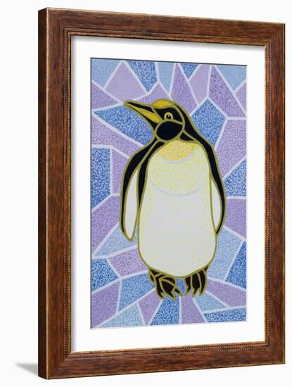 Penguin on Stained Glass-Pat Scott-Framed Giclee Print