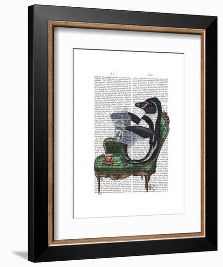 Penguin Reading Newspaper-Fab Funky-Framed Art Print