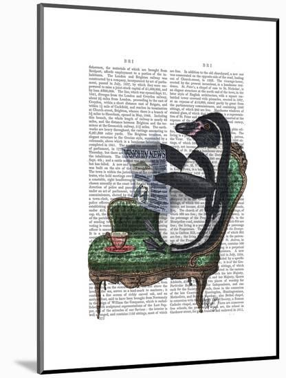 Penguin Reading Newspaper-Fab Funky-Mounted Art Print