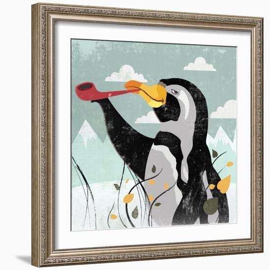 Penguin Stroll-Anna Polanski-Framed Art Print