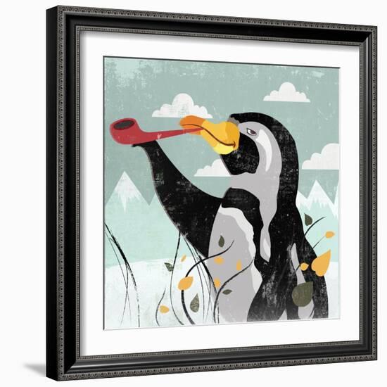 Penguin Stroll-Anna Polanski-Framed Art Print
