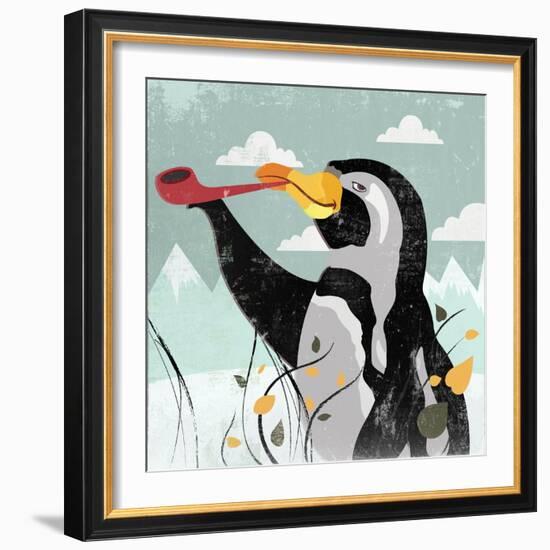 Penguin Stroll-Anna Polanski-Framed Art Print