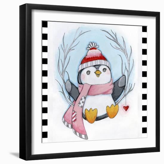 Penguin Wreath-Valarie Wade-Framed Giclee Print