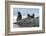 Penguins below dramatic rock formations, Half Moon Bay, South Sheltand Islands, Antarctica, Polar R-Michael Runkel-Framed Photographic Print