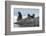 Penguins below dramatic rock formations, Half Moon Bay, South Sheltand Islands, Antarctica, Polar R-Michael Runkel-Framed Photographic Print