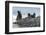 Penguins below dramatic rock formations, Half Moon Bay, South Sheltand Islands, Antarctica, Polar R-Michael Runkel-Framed Photographic Print