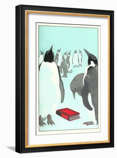 Penguins Discover a Book-null-Framed Art Print