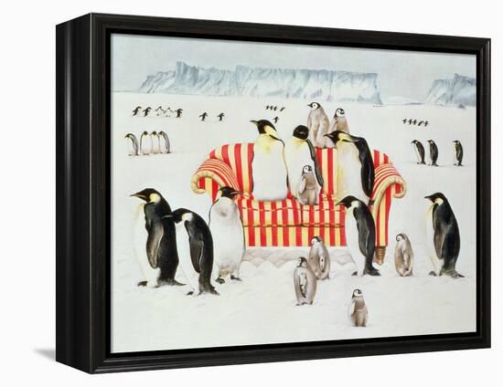 Penguins on a Red and White Sofa, 1994-E.B. Watts-Framed Premier Image Canvas