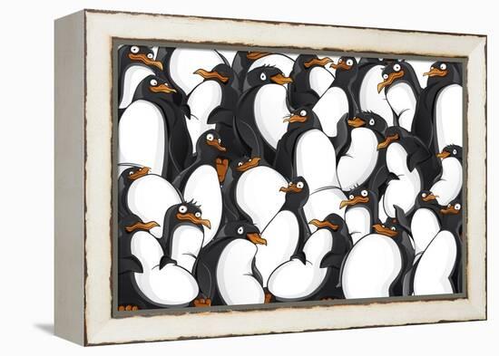 Penguins Pattern-YuanDen-Framed Stretched Canvas