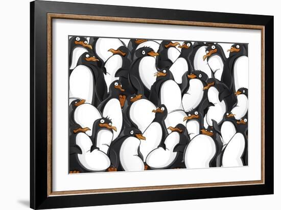 Penguins Pattern-YuanDen-Framed Art Print