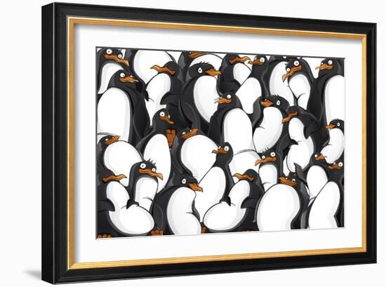 Penguins Pattern-YuanDen-Framed Art Print