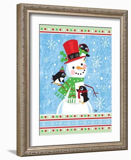 Penguins & Snowman-Teresa Woo-Framed Art Print