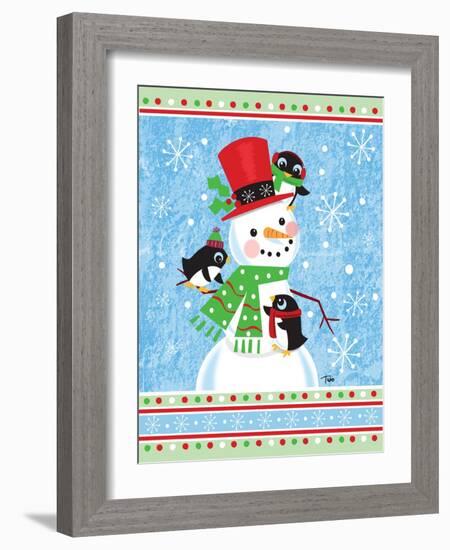 Penguins & Snowman-Teresa Woo-Framed Art Print