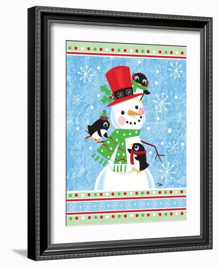 Penguins & Snowman-Teresa Woo-Framed Art Print