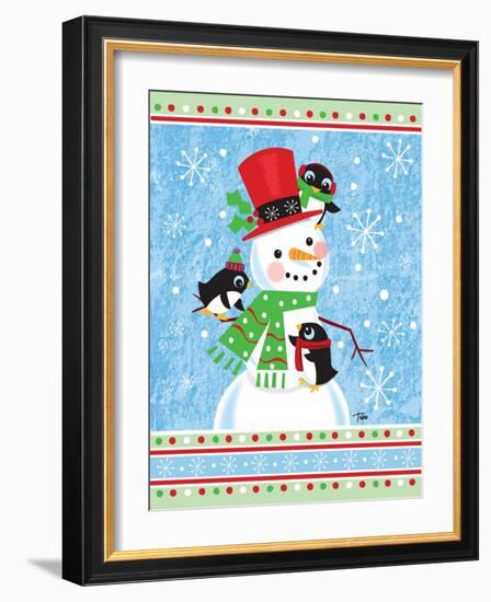 Penguins & Snowman-Teresa Woo-Framed Art Print