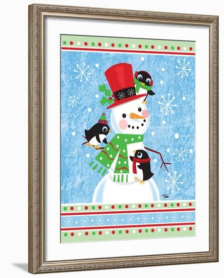 Penguins & Snowman-Teresa Woo-Framed Art Print