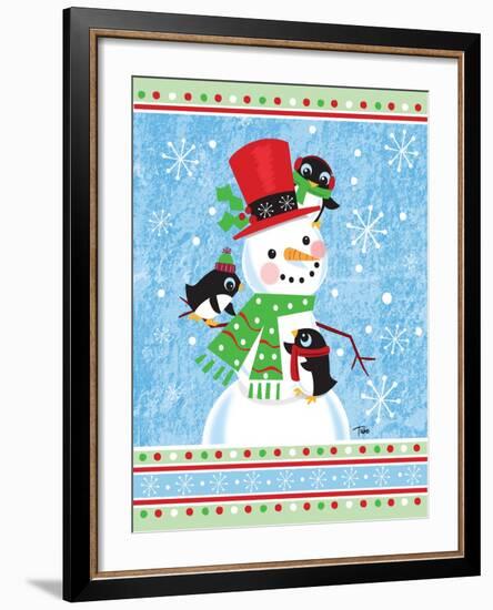 Penguins & Snowman-Teresa Woo-Framed Art Print