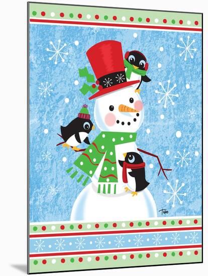 Penguins & Snowman-Teresa Woo-Mounted Art Print