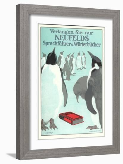 Penguins with Book-null-Framed Art Print