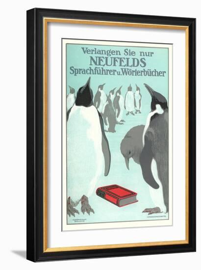 Penguins with Book-null-Framed Art Print