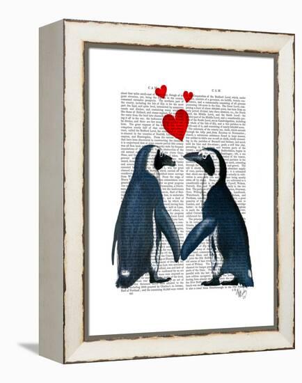 Penguins with Love Hearts-Fab Funky-Framed Stretched Canvas