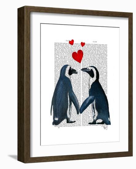 Penguins with Love Hearts-Fab Funky-Framed Premium Giclee Print
