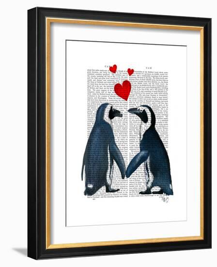 Penguins with Love Hearts-Fab Funky-Framed Premium Giclee Print