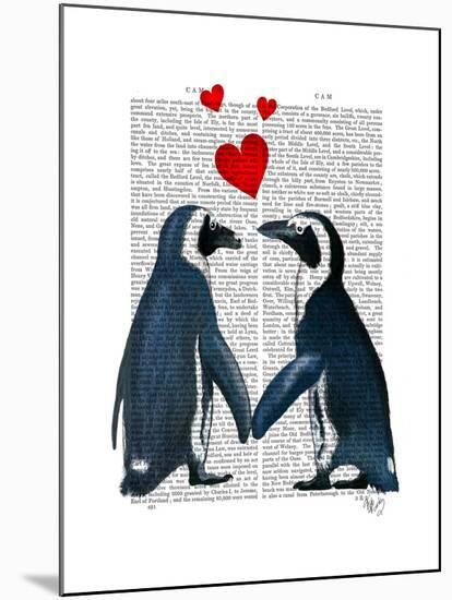 Penguins with Love Hearts-Fab Funky-Mounted Art Print