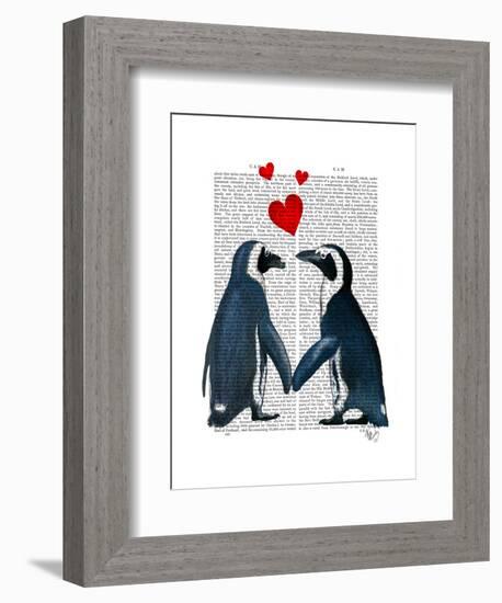 Penguins with Love Hearts-Fab Funky-Framed Art Print