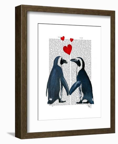 Penguins with Love Hearts-Fab Funky-Framed Art Print