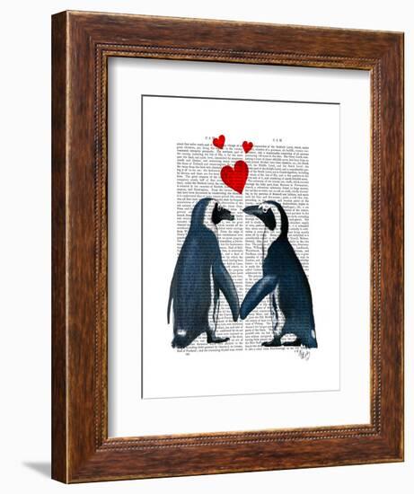 Penguins with Love Hearts-Fab Funky-Framed Art Print