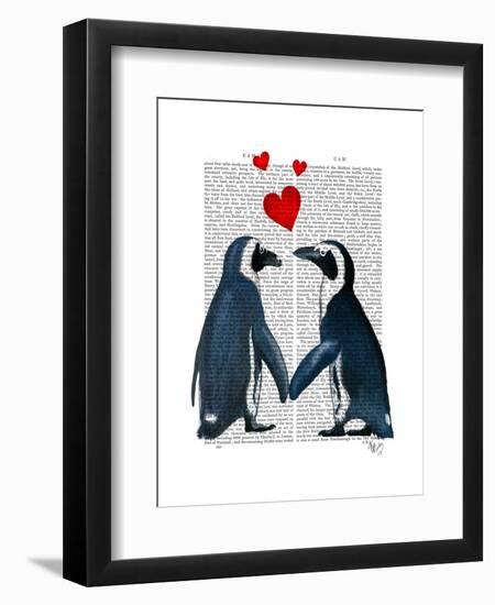Penguins with Love Hearts-Fab Funky-Framed Art Print