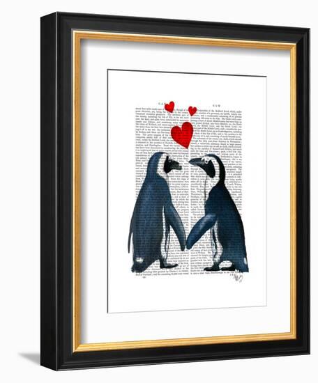 Penguins with Love Hearts-Fab Funky-Framed Art Print