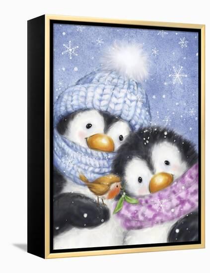 Penguins with Robin-MAKIKO-Framed Premier Image Canvas