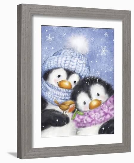 Penguins with Robin-MAKIKO-Framed Giclee Print