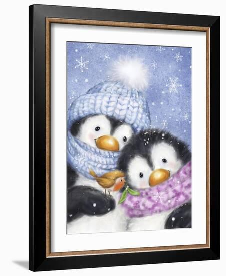 Penguins with Robin-MAKIKO-Framed Giclee Print