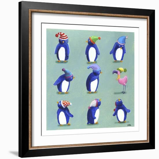 Penguins-Louise Tate-Framed Giclee Print