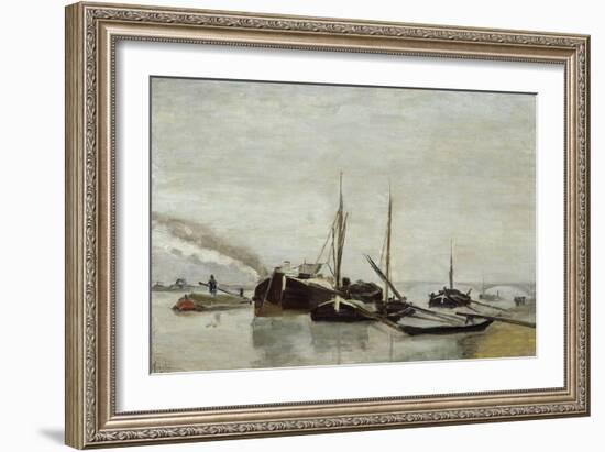 Péniches sur la Seine à Bercy-Armand Guillaumin-Framed Giclee Print